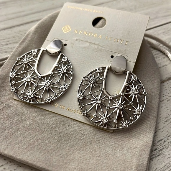 Kendra Scott Silver and CZ Stone Earrings NWT - Picture 1 of 7
